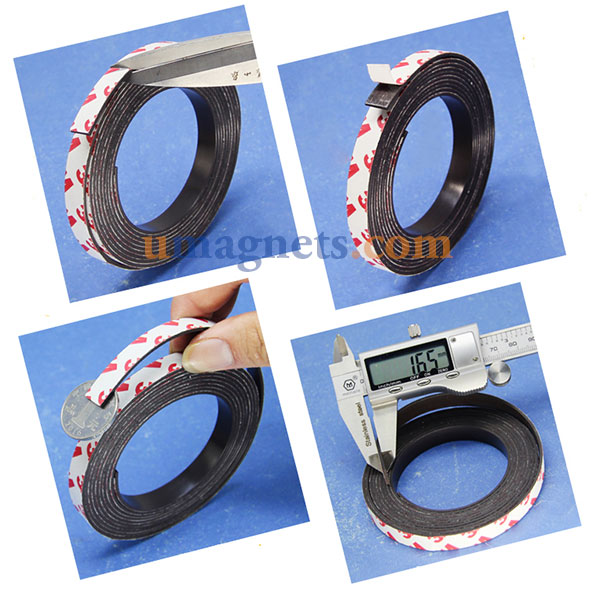 10mm wide x 1.5mm thick Flexible Neodymium Magnetic Tape with 3M Self Adhesive