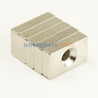 25mm x 15mm x 5mm Hole 5mm Rare Earth Neodymium N35 Strong Block Countersunk Magnet Nickel Plated