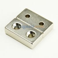 50mm x 20mm x 5mm with 2 Holes 5mm Countersunk N35 Super Strong Neodymium Block Magnets Nickel Coated