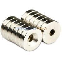 50pcs 15mm x 4mm Hole 5mm Strong N50 Round Neodymium Countersunk Ring Magnets Nickel Coated