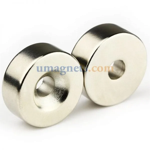 5pcs D25mm x 10mm Hole 5mm Counter Sunk N50 Round Ring Magnets Rare Earth Neodymium Nickel Plated