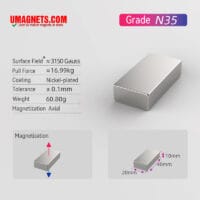 40Magneti al neodimio mm x 20 mm x 10 mm Magneti rettangolari forti N35 per terre rare Magneti artigianali 40x20x10 mm