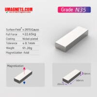 Visione alternativa di 60Magnete al neodimio mm x 20 mm x 10 mm Magneti rettangolari super resistenti per terre rare N35 Magneti artigianali 60x20x10 mm