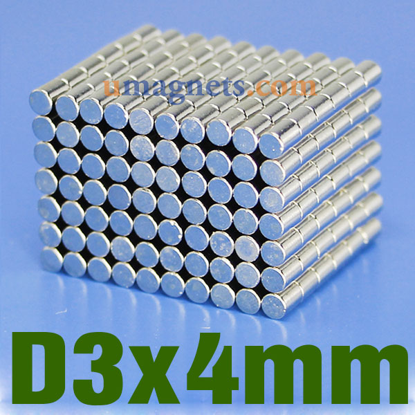 100pcs N50 3mm X 4mm Super Strong Round Disc Magnets Rare Earth ...