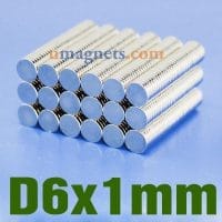 の代替ビュー 6mm X 1mm Neodymium Disc Magnets N42 Strong Round Rare Earth Cylinder Magnet 6x1mm Powerful Magnets For Sale