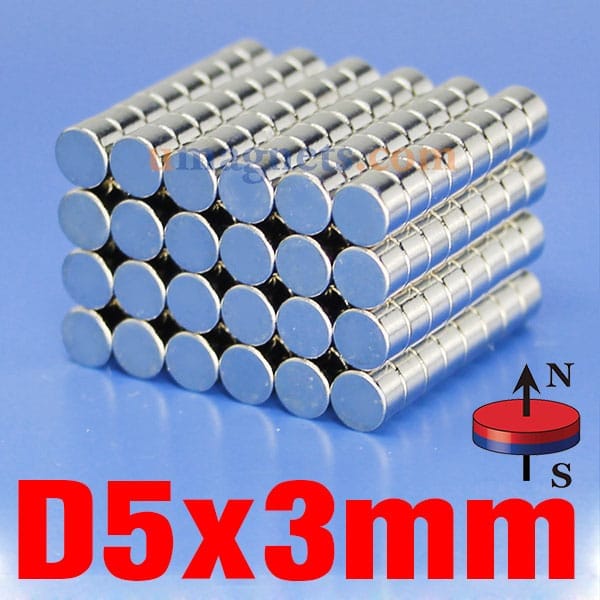 5mm x 3mm N35 Super Strong Disc Rare Earth Neo Neodymium Magnets Nickel Plated Refrigerator Magnets