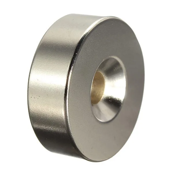 30mm x 10mm with 6mm Countersink Hole N35 Strong Disc Round Countersunk Magnets Nickel Plated