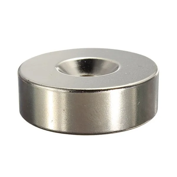 30mm x 10mm with 6mm Countersink Hole N35 Strong Disc Round Countersunk Magnets Nickel Plated - Immagine 2