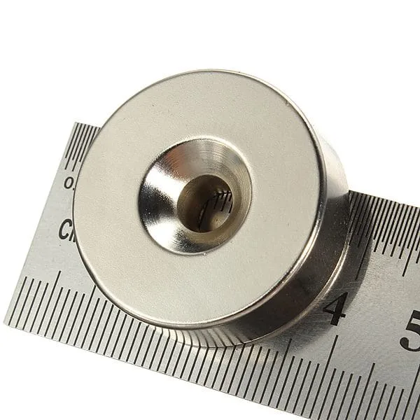 30mm x 10mm with 6mm Countersink Hole N35 Strong Disc Round Countersunk Magnets Nickel Plated - Immagine 4