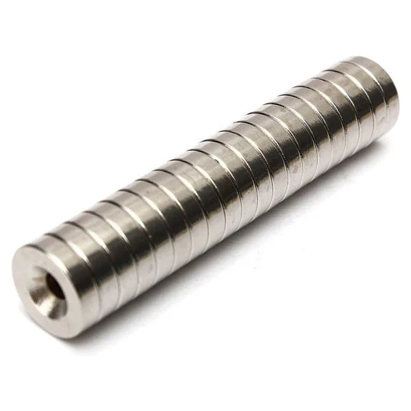 20pcs N50 15mm x 4mm with 4mm Hole Strong Round Neodymium Magnets Countersunk Ring Nickel Plated