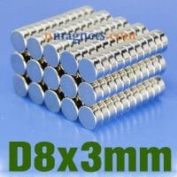 8mm x 3mm N42 Strong Disc Fridge Rare Earth Neodymium Magnets Nickel Plated Magnets For Crafts