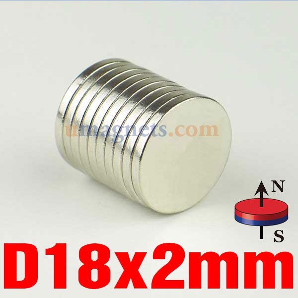 18mm x 2mm N35 Super Strong Rund Rare Earth Neodymium Disc Magneter förnicklad Bulk Rare Earth Magnets
