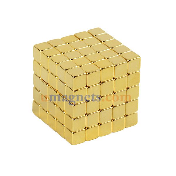Neocube 5mm Cube Magnets Gold Plated N42 5mm x 5mm x 5mm Neodymium Magnets