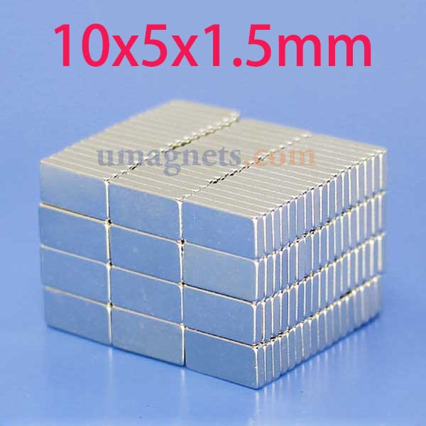 10Imán de bloque de neodimio de mm x 5mm x 1,5mm N35 potentes imanes rectangulares de tierras raras a la venta 10x5x1,5mm (20 Embalar)