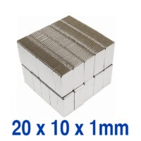 Visão alternativa de 20Ímãs de bloco de neodímio grossos, mm x 10mm x 1mm, ímãs retangulares fortes de terras raras n35, 20x10x1mm, ímãs planos