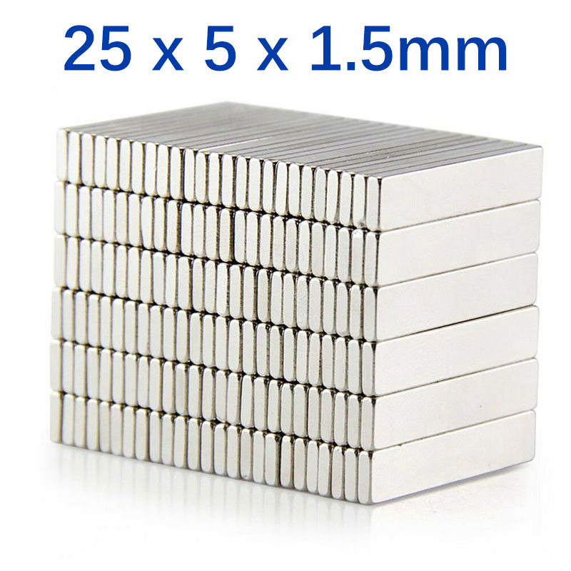 25mm x 5mm x 1.5mm thick Rare Earth Neodymium Block Magnets N35 Super Strong Rectangle Magnets 25x5x1.5mm - Image 2