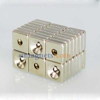 10mm x 10mm x 3mm thick with Countersunk Hole 3mm N35 Strong Block Rectangle Countersunk Magnets Nickel Plated