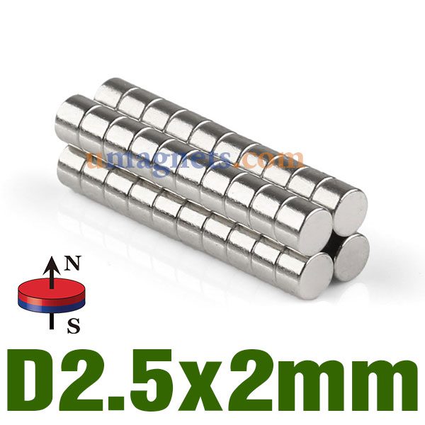 N35 2,5mm x 2mm neodyymi (NdFeB) Harvinaisten maametallien levymagneetit