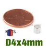 N35 4mmx4mm Neodymium Disc Magnets Diametrically Magnetized Zinc Coated