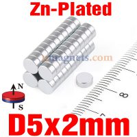 (5mmx2mm) Neodymium (NdFeB) N35 Disc Magneten - 5x2mm - Rare Earth Super Strong Koelkast Craft Magneet Zn Verzilverde