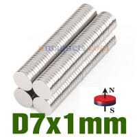 N35 7mmx1mm Neodym (Ndfeb) Rare Earth Disc Magnets