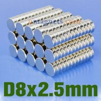 N35 8mmx2.5mm Neodymium (Ndfeb) Rare Earth Disc Magnets