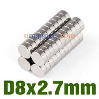 N35 8mmx2.7mm Neodymium (Ndfeb) Rare Earth Disc Magnets
