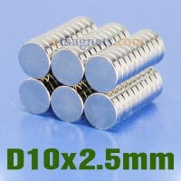 N35 10mmx2.5mm Neodymium (Ndfeb) Rare Earth Disc Magnets