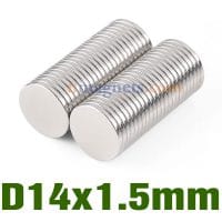 N35 14mmx1.5mm Neodymium (Ndfeb) Rare Earth Disc Magnets