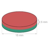 Alternativ visning av 15MMX2.5mm neodymisk magneter N35 Kraftige sjeldne jordsylindermagneter 15x2.5mm magneter for håndverk