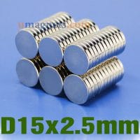 N35 15 mmx2,5 mm Neodym (NdFeB) Seltenerd-Scheibenmagnete