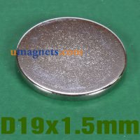 N35 19mmx1.5mm Néodyme (NdFeB) Aimants Rare Earth Disc