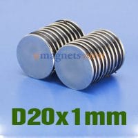 N35 20mmx1mm Neodym (NdFeB) Seltenerd-Scheibenmagnete