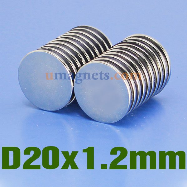 N35 20mmx1.2mm Neodymium (NdFeB) Rare Earth Disc magneter