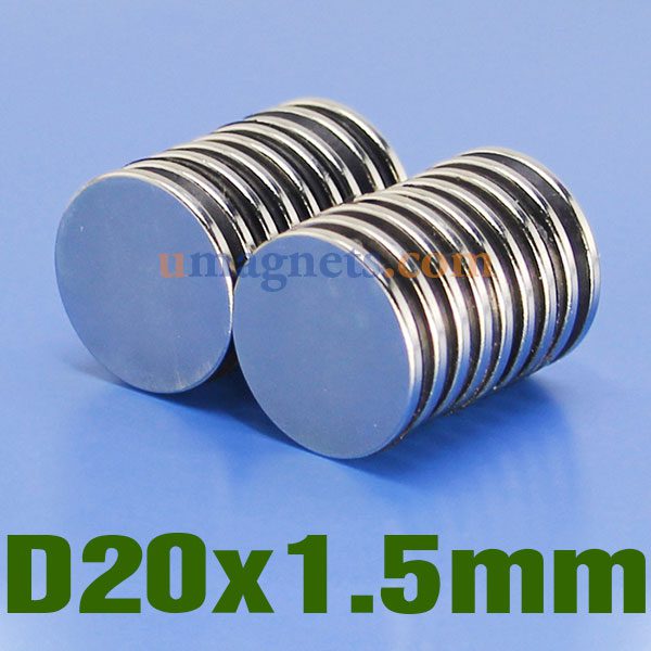 N35 20mmx1.5mm Neodymium (NdFeB) Rare Earth Disc Magnets