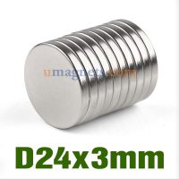 N35 24mmx3mm Neodymium (NdFeB) Rare Earth Disc Magnets