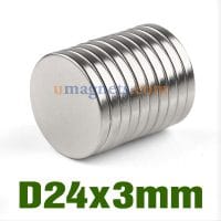 N35 24mmx3mm Neodymium (Ndfeb) Rare Earth Disc Magnets