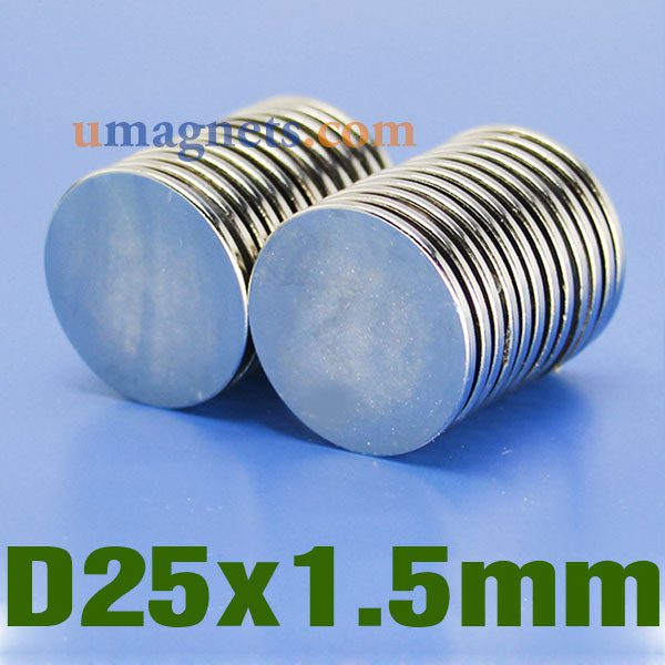 N35 25mmx1.5mm Neodym (NdFeB) Sjældne Earth Disc magneter