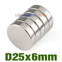 N35 25mmx6mm Neodymium (NdFeB) Rare Earth Disc Magneten