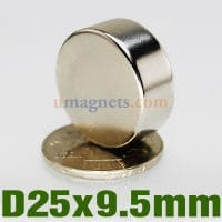 N35 25mmx9.5mm Neodymium (Ndfeb) Rare Earth Disc Magnets