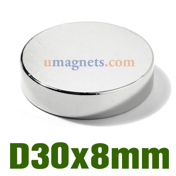 N35 30mmx8mm Neodym (NdFeB) Rare Earth Disc Magnet Stora starka magneter