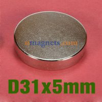 2pcs N35 31mmx5mm Neodymium (NdFeB) Rare Earth Disc Magnets