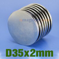 N35 35mmx2mm Neodym (NdFeB) Rare Earth Skiv Magneter