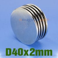 Alternativ visning av 40mmx2mm Neodymium Disc Magnet N35  Strong Rare Earth Round Magnets Big Powerful Heavy Duty Magnets (2 Pakke)
