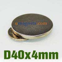 N42 40mmx4mm Neodymium (NdFeB) Harvinaisten maametallien levymagneetit