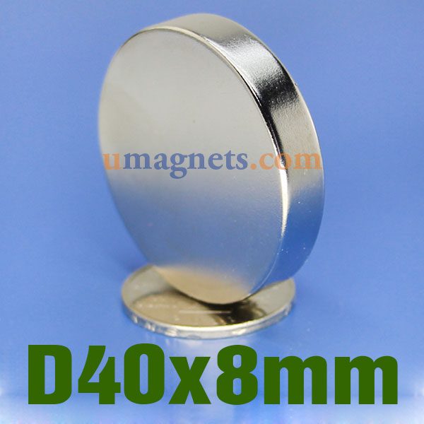 N35 40mmx8mm Neodimio (NdFeB) Magneti della terra rara del disco