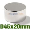 N52 45mmx20mm Neodymium (Ndfeb) Rare Earth Disc Magnets UK