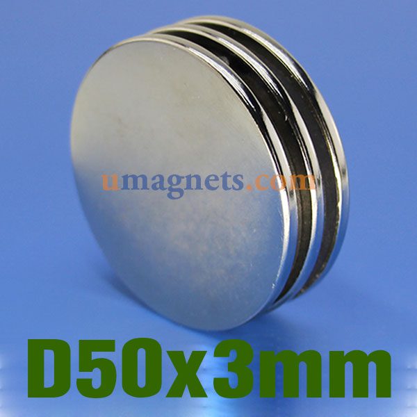 N52 50mmx3mm Neodymium (NdFeB) Harvinaisten maametallien levymagneetit