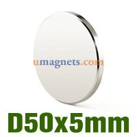 円形 50 バツ 5 mmのネオジム永久磁石50ミリメートルのx 5ミリメートルグレードN52超強力マグネット