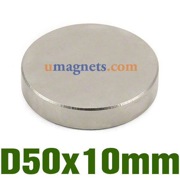 50mm de diámetro x 10 mm de grosor de Ultra Alto Rendimiento N52 imán de neodimio de los imanes grandes para la venta